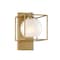Designers Fountain Cowen 6.75in 1-Light Brushed Gold Mid-Century Modern Indoor Vanity with Etched Glass Shade 94501-BG - alternate 1